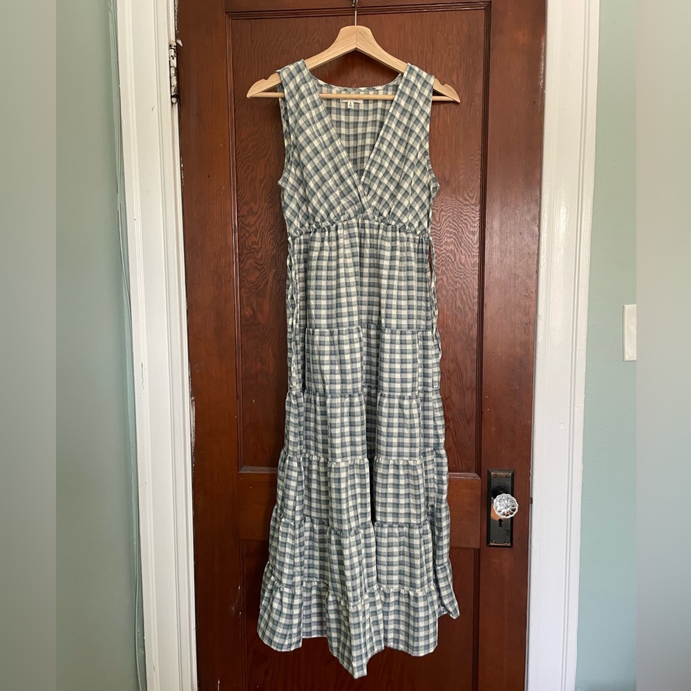 Blue Gingham Midi Dress — Max Studio